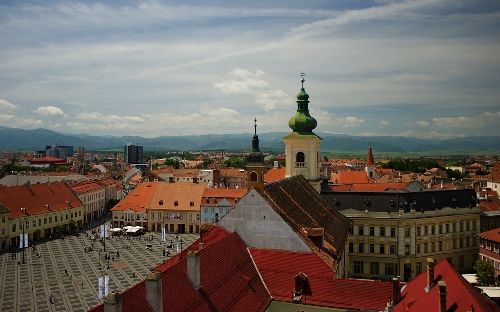Blick auf den 'Großen Ring' von Sibiu (dt. Hermannstadt).