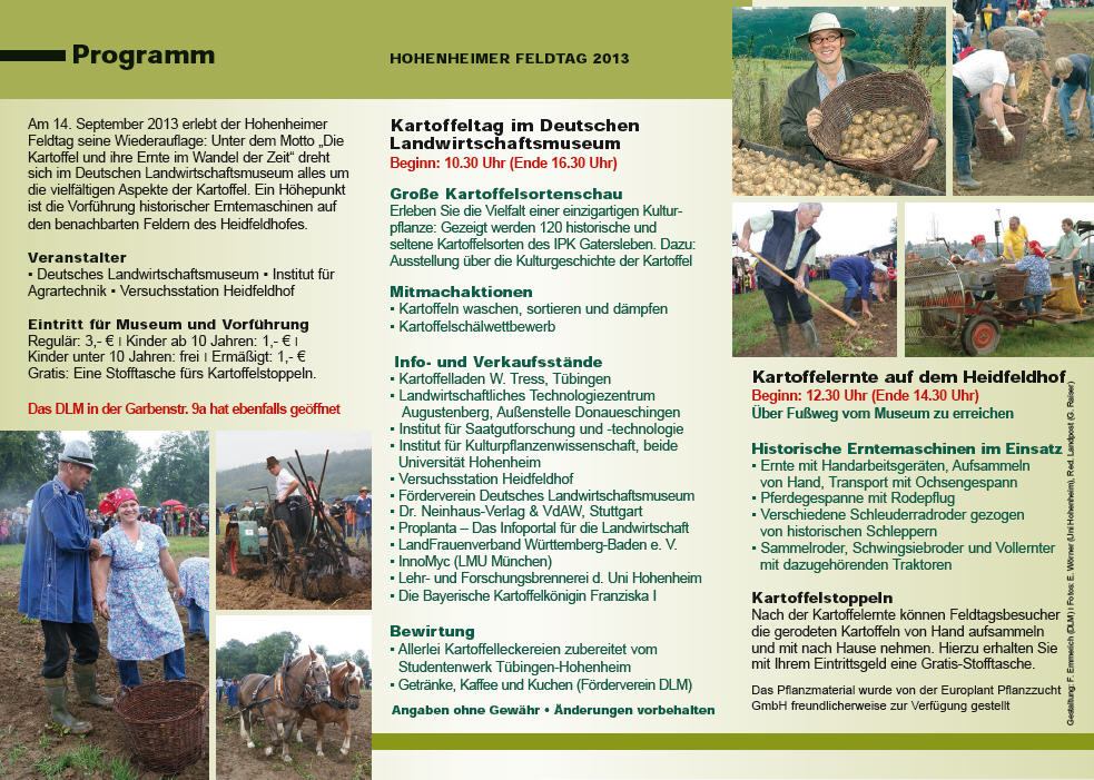 Hohenheim Feldtag 2013 - Programm