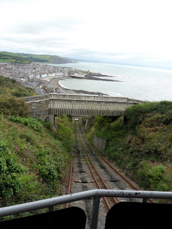Blick auf Aberystwyth von der Cliff Railway von dem Constitution Hill