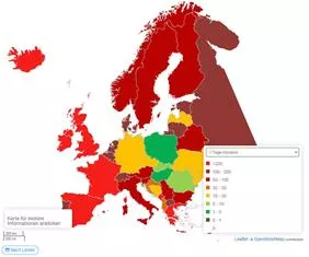 Inzidenz, Infektionen & Todesfälle Europa
