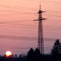 Strommasten bei Sonnenuntergang 