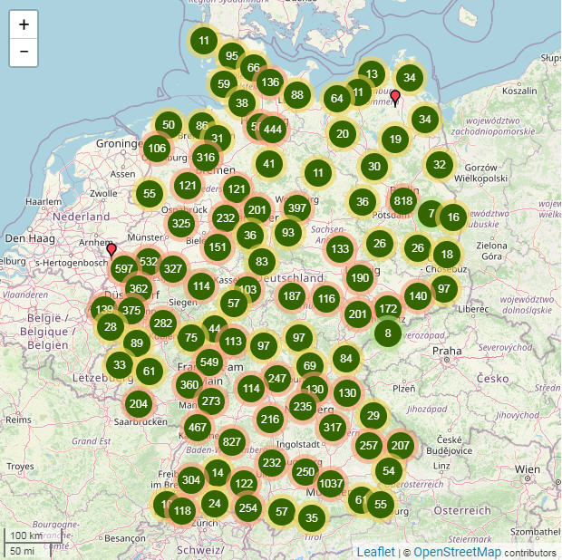 Übersichtskarte E-Ladestationen Deutschland