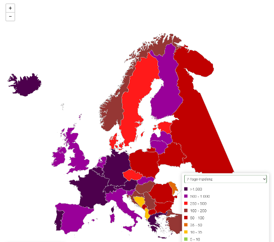 Aktuelle Corona-Zahlen Europa