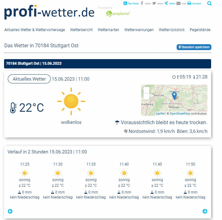 profi-wetter.de: Neuer Online-Wetterdienst von Proplanta mit 16-Tage-Trend und przisem Regenradar