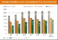 Pelletproduktion und Inlandsbedarf in Deutschland