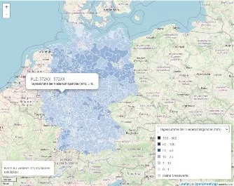 Niederschlagsmenge in Deutschland - Karte